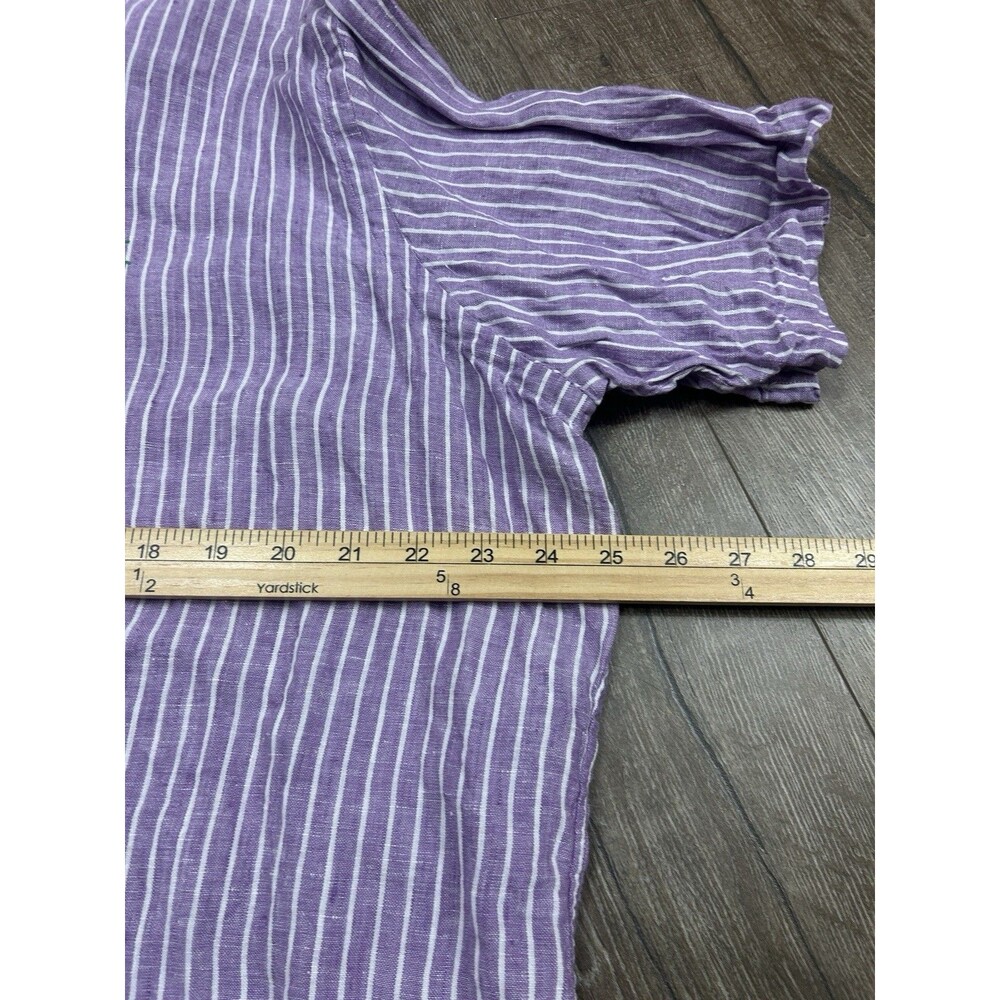 Ralph Lauren Shirt Mens 2XL Linen Purple White Pinstripe Short Sleeve Summer - Picture 6 of 7
